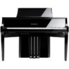 Piano numérique noir Kawai avec finition brillante, touches blanches et pédaliers chromés, idéal pour musiciens professionnels.