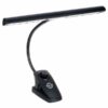 Lampe LED noire K&M moderne avec bras flexible et interrupteur, idéale pour un bureau ou un pupitre de musique.