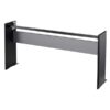 Support de clavier métallique noir et gris pour bureau, conçu pour optimiser l'espace de travail et l'ergonomie.